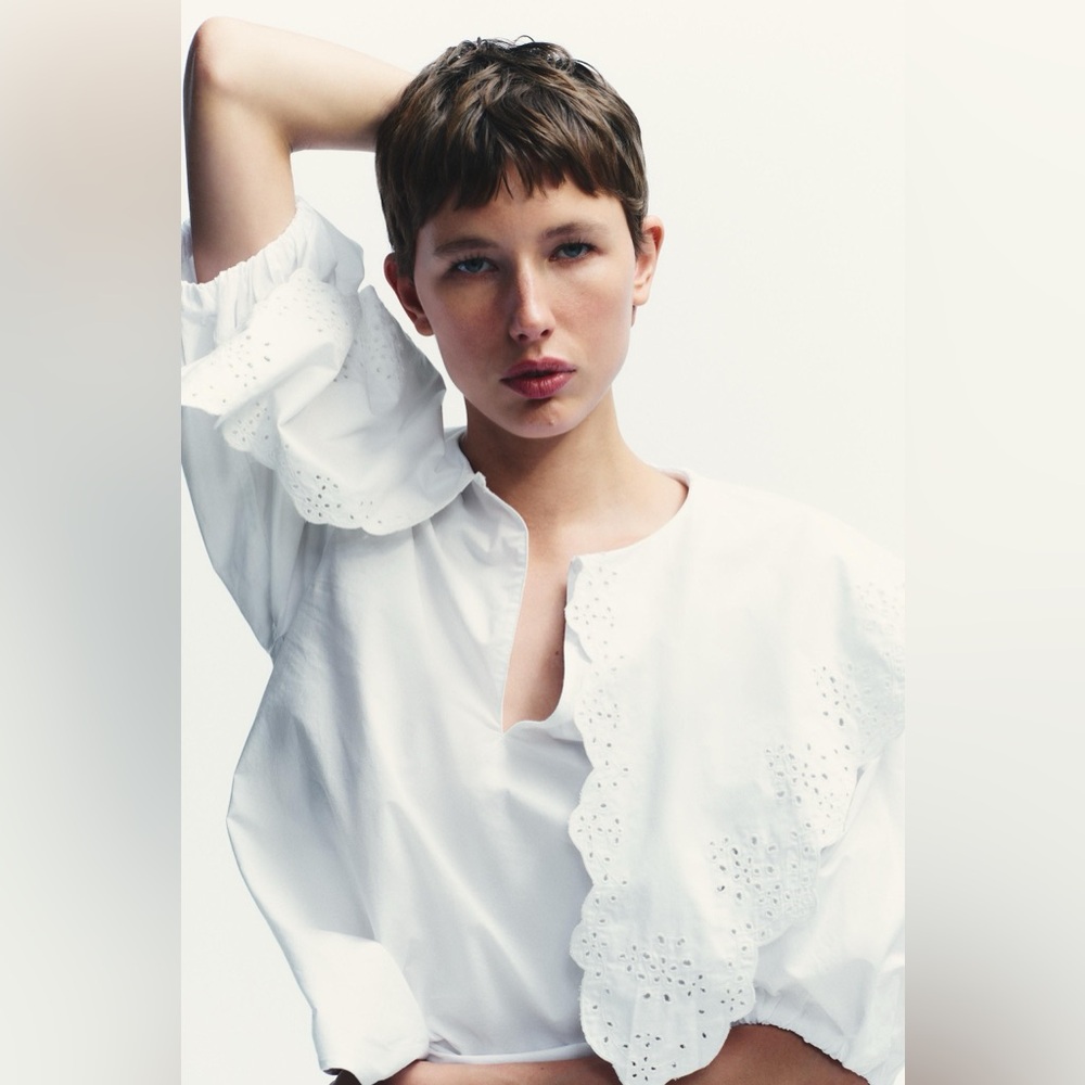 Zara Poplin Peter Pan Collar Blouse